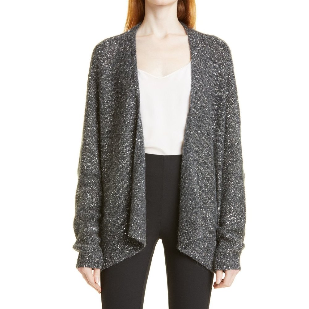 Nordstrom Signature Sequin Open Front Cashmere Bl… - image 1